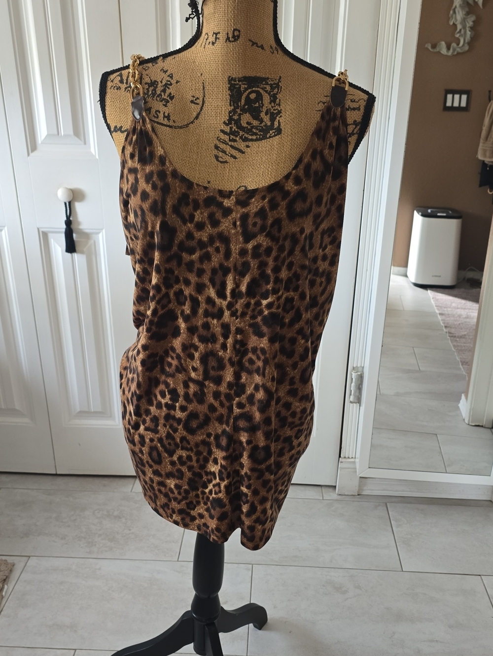 Michael Kors Leopard-Print BLOUSE TOP with Gold Accents